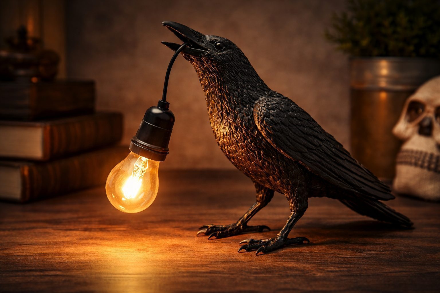 Luminária/Abajur Corvo Realista